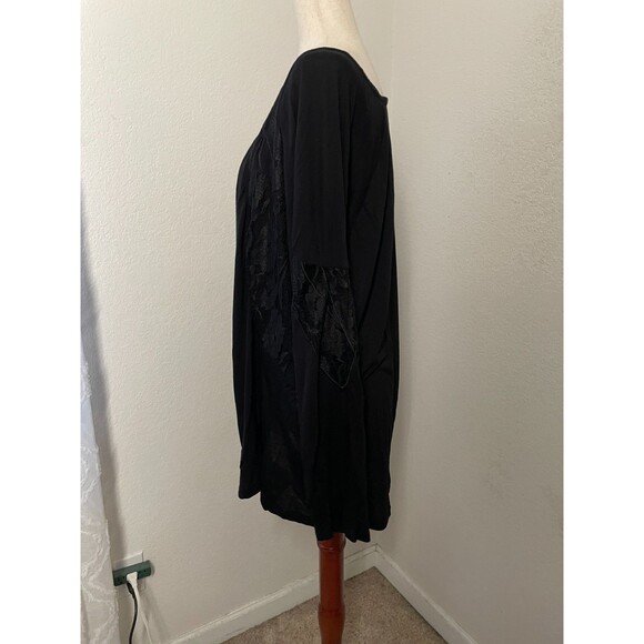 Nine West Womens Black Lace Sleeve Button Front Top Size 3X Witchy Goth Romantic - Picture 4 of 8